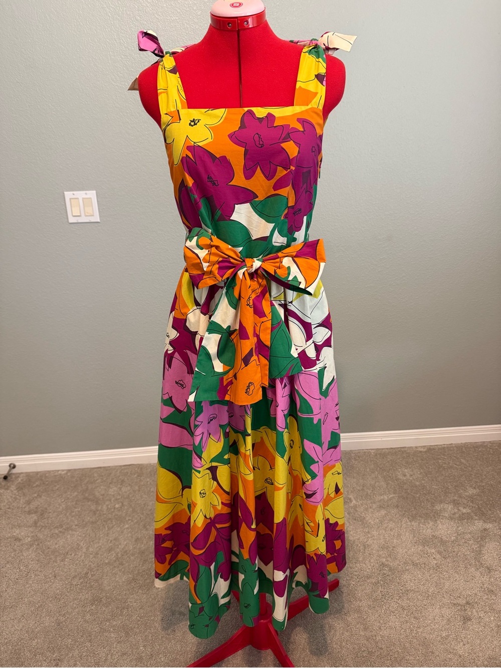 Carolina Herrera Yellow & Purple Floral Maxi Dress